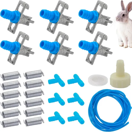Vista 7 de Kit de riego para conejos, dispensador y sistema de riego de 32 pies ID 5/16 "manguera Upgraded 12 Nipple Drinkers, 32ft Odorless 5/16" Hose, Barb