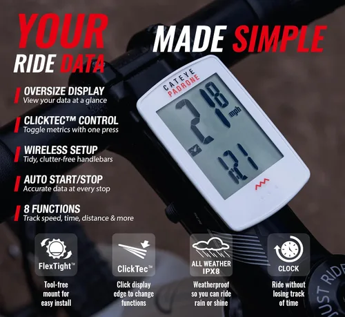 Vista 3 de CATEYE Computadora Inalámbrica para Bicicleta Padrone – Ciclocomputadora con Pantalla de Gran Tamaño, Velocímetro y Odómetro Inalámbricos, Montaje
