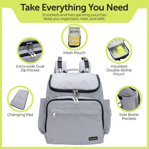 Vista 5 de Mochila de pañales para mamá y papá – Elegante bolsa de pañales de diseño para mujeres y hombres, niños y niñas – Bolsa de libros para bebé incluye