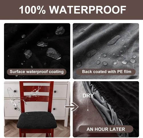 Vista 3 de Fundas de asiento impermeables para sillas de comedor, fundas elásticas para sillas de comedor, fundas protectoras para sillas de cocina, hotel