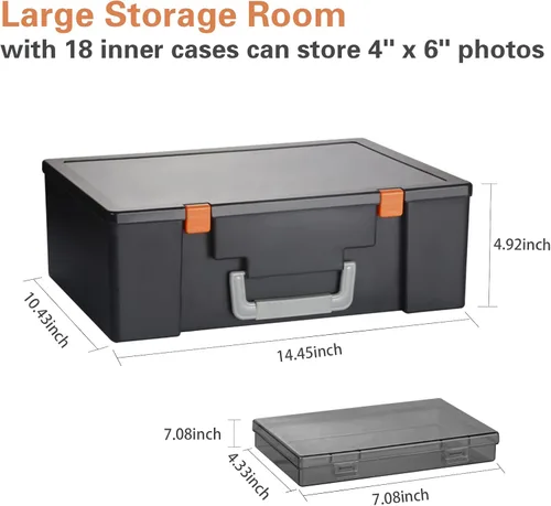 Vista 2 de Caja de almacenamiento de fotos de 4 x 6 pulgadas, 18 cajas grandes adicionales para fotos, organizador de fotos grande, caja de fotos libre