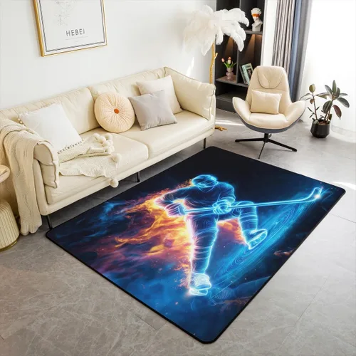 Vista 37 de Erosebridal Alfombras Deportivas de Área para Niños 1.49 m x 1 m, Alfombra Antideslizante de Béisbol, Fútbol, Baloncesto, Alfombra Deportiva