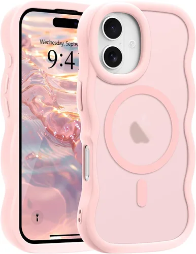 Vista 103 de Pepmune - Funda para iPhone 12 Pro Max con marco ondulado y estructura rígida, color mate claro, cubierta trasera unisex, compatible con Magsafe