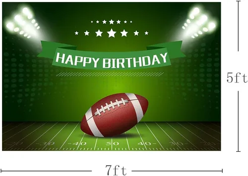 Vista 4 de MEHOFOTO - Fondo de fotografía de fútbol americano con temática de niño feliz cumpleaños, decoración de fiesta, rugby, deportes, campo de fútbol