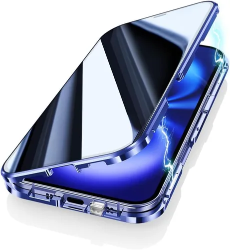 Vista 19 de Funda antimiradas con cerradura para iPhone 13 Pro, funda magnética de vidrio con protector de lente de cámara integrado, protector de pantalla