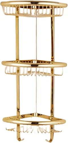 Vista 6 de Organizador de ducha de esquina estantes flotantes estantes de baño Estante de almacenamiento de latón de cristal Soporte para champú Accesorios