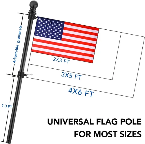 Vista 3 de Yeesun Mástil de bandera para casa con bandera estadounidense de 3 x 5, montaje en pared de 6 pies con soporte para porche del hogar, decoración al