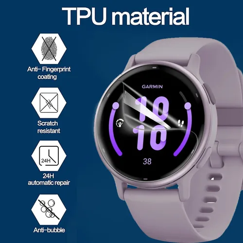 Vista 2 de Lamshaw Protector de pantalla compatible con Garmin vivoactive 5, [6 unidades] Película transparente de TPU de cobertura completa compatible