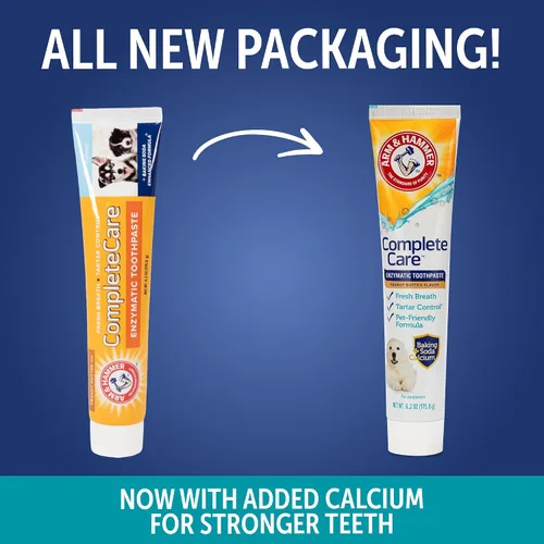 Vista 2 de Arm & Hammer Complete Care - Pasta de dientes enzimática para cachorros, sabor a mantequilla de maní, pasta de dientes enzimática para perros