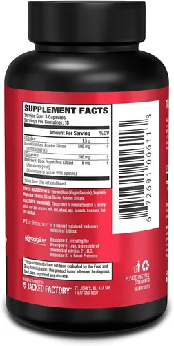 Vista 8 de Jacked Factory N.O. XT Suplementos de óxido nítrico para hombres con nitrosigina L arginina L citrulina suplemento para bombas musculares