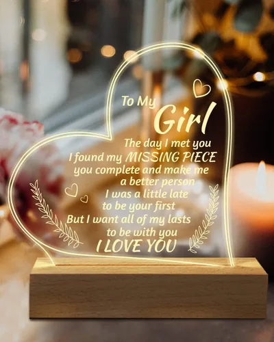 Vista 2 de Regalos románticos para novia, para mi novia, luz nocturna grabada, regalos "I Love You" para ella, lindos regalos de aniversario de cumpleaños