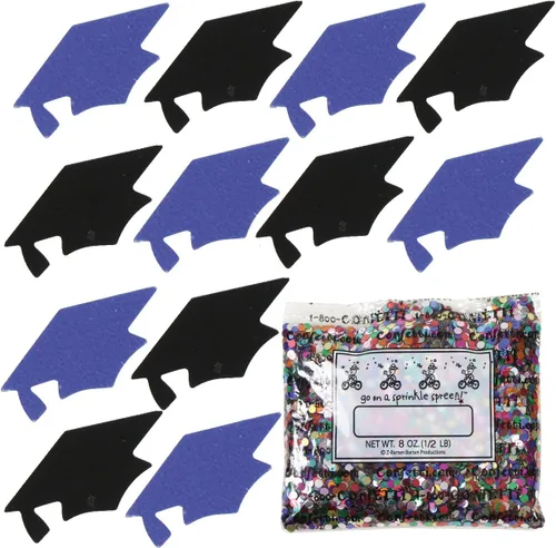 Vista 55 de Confetti Grad Cap Negro, Azul Marino Combo - 2 bolsas de media onza (1 oz)