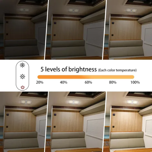 Vista 4 de Miady - Luces regulables para RV de interior 1800 LM, 3 temperaturas de color y 5 niveles de brillo, luz LED de 12V