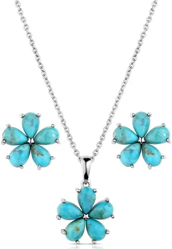 Vista 15 de Montana Silversmiths Conjunto de joyería de estilo occidental con turquesa elaborada a mano: aretes y collar