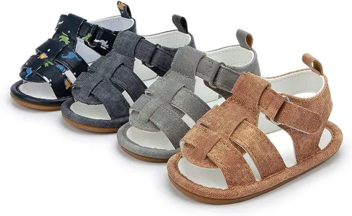 Vista 2 de KIDSUN Sandalias para bebés y niñas, zapatos de playa de verano para bebés, suela de goma antideslizante, zapatos de cuna para primeros pasos