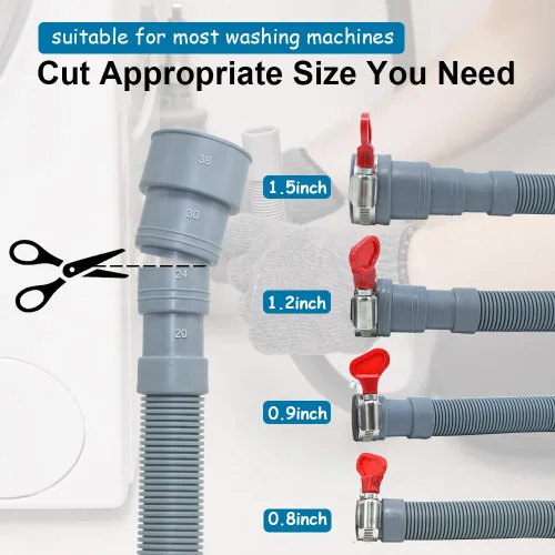 Vista 3 de TTFLEX Manguera universal de drenaje para lavadora, kit de extensión de manguera de drenaje para lavadora con 1 adaptador de extensión y 2