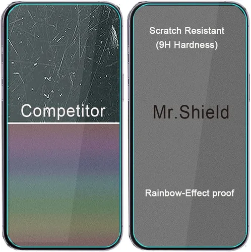 Vista 5 de Mr.Shield [Paquete de 3] Protector de pantalla para iPhone 14 Pro Max de 6.7 pulgadas [vidrio templado] [vidrio japonés con dureza 9H] protector