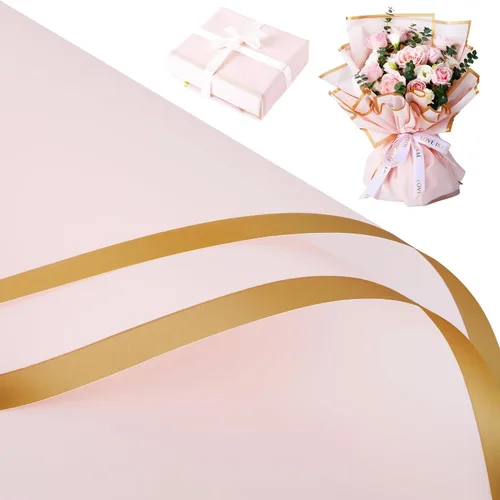 Vista 12 de Papel de regalo floral coreano - 15 hojas impermeables de envoltura de flores para ramos y regalos
