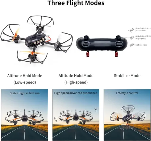 Vista 2 de Radiolink F121 FPV Mini RC Drone RTF con cámara para adultos y niños principiantes, cuadricóptero RC cepillado de 4.764 in, 2 baterías con estuche