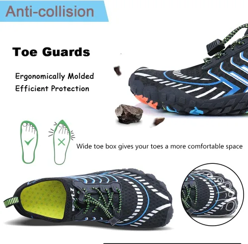 Vista 6 de MAYZERO Zapatos de agua para hombres y mujeres, zapatos de surf, playa, piscina, zapatos de punta ancha, senderismo, zapatos de agua, zapatillas