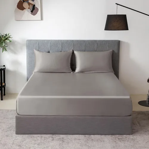 Vista 10 de THXSILK Juego de sábanas bajeras de 100% seda de morera, 3 piezas de seda 7A+, transpirable, suave, sábana bajera de 16 pulgadas de profundidad, 2