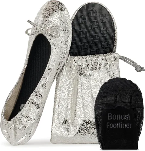 Vista 35 de Silky Toes Zapatos planos plegables para mujer, zapatos de ballet para A-Negro