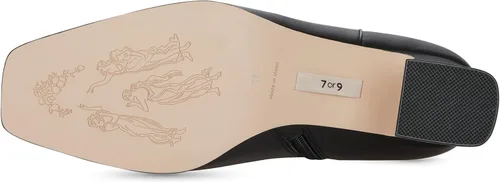 Vista 4 de 7or9 Botines de tacón medio para mujer con suela de lengüeta Chelsea Fashion Go Go Botas de cuero de becerro Tacón grueso en bloque - Negro, Blanco