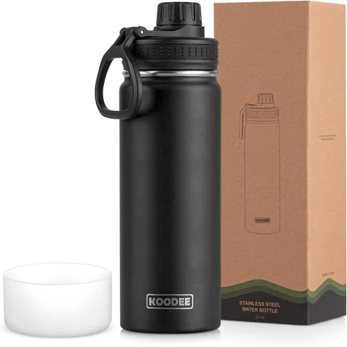 Vista 91 de koodee Botella de agua para niños, botella de agua de acero inoxidable de 12 onzas con aislamiento al vacío para la escuela, botella de agua de boca