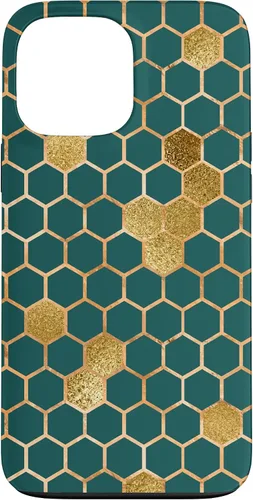 Vista 24 de Bees Honeycomb Pattern Print Honey Hexagon Bees Hive - Green Case for iPhone 17