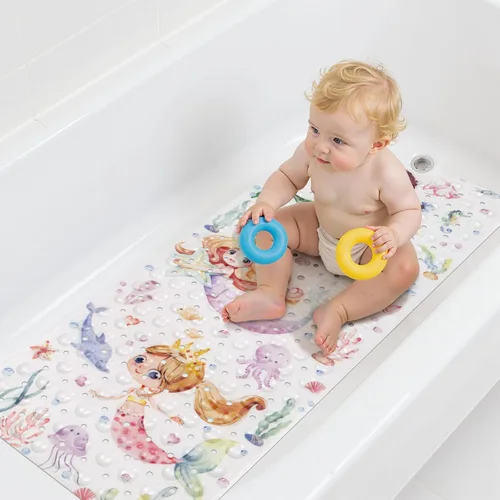 Vista 12 de Topotdor Alfombra de Baño para Bebé para Bañera para Niños, 40 X 16 Pulgadas Extra Larga Alfombra de Bañera para Niños Pequeños Antideslizante
