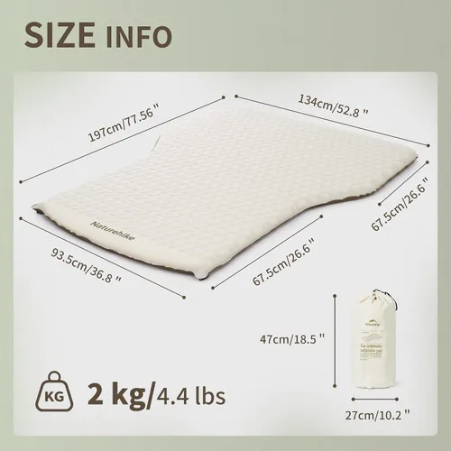 Vista 2 de Naturehike Colchón de coche de TPU grueso de 2.56 pulgadas para SUV, camping, almohadilla de dormir autoinflable, colchón de aire de espuma