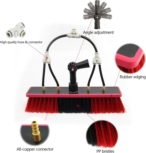 Vista 5 de Kit profesional de cepillo y poste de limpieza para paneles solares, sistema de limpieza de paneles solares, poste telescópico y cabezal rociador