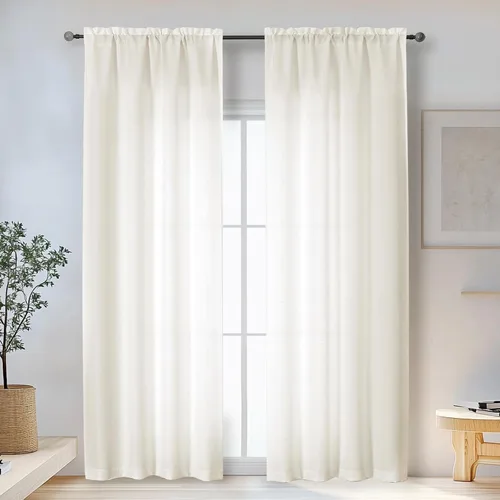 Vista 88 de OWENIE Bob Juego de 2 Paneles de Cortinas Negras de Cocina para Ventanas de 36 Pulgadas de Largo, Cortinas Cortas de Café con Textura de Lino