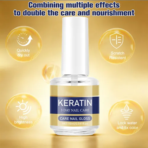 Vista 3 de 2 unidades de cuidado de uñas de 3 días - Aceite de queratina para el cuidado de uñas, tratamiento hidratante para uñas fuertes y brillantes, repara