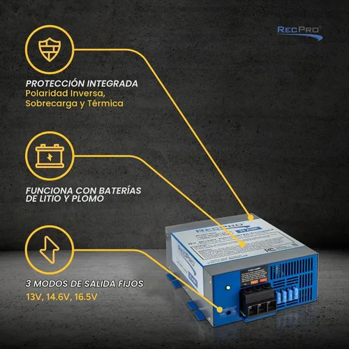 Vista 3 de RecPro - Convertidor de energía RV de 35 amperios y cargador de batería Carga de 4 etapas