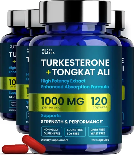 Vista 10 de Suplemento orgánico de turkesterona para hombres - Recuperación muscular y crecimiento con Fadogia Agrestis orgánica, pterostilbeno, Ajuga