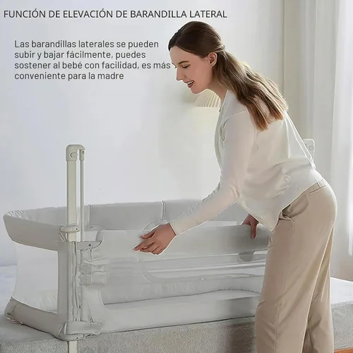 Vista 3 de 3 en 1 moisés de bebé, cama de dormir co para bebé, para cama de bebé en cama, cuna portátil, ventana de malla transpirable y visible, cubierta
