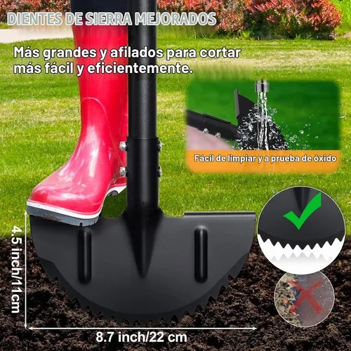 Vista 7 de Herramienta Bordeadora de Césped de Alta Resistencia, Cortador de Malezas de Acero al Carbono Ajustable de 34-49 pulgadas con Mango de Goma