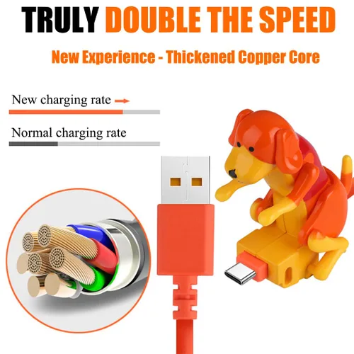 Vista 4 de Funny Dog - Cable de carga USB de 4 pies para Android (cable Android, naranja)