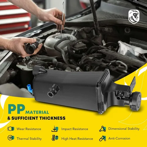 Vista 3 de YHTAUTO Tanque de expansión del depósito de desbordamiento de recuperación de refrigerante del motor W/tapa y sensor presurizados para BMW X3 X5