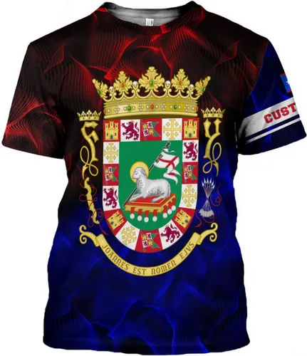 Vista 2 de Camiseta personalizada con nombre de Puerto Rico 3D, camiseta personalizada de Puerto Rico para hombres y mujeres, camiseta de la bandera de Puerto