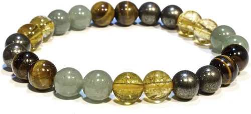 Vista 7 de ANAYA AGATE Pulsera Money Wealth Success – Juego de pulseras de citrino de ojo de tigre de aventurina verde pirita para hombres y mujeres