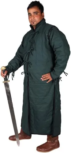 Vista 2 de Medieval grueso acolchado de longitud completa mangas Gambeson capa Aketon chaqueta armadura, tela de algodón