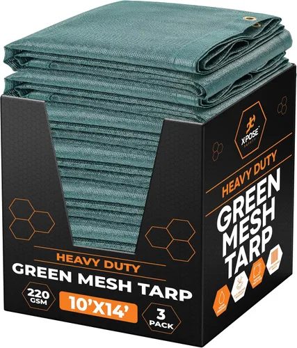 Vista 52 de Xpose Safety Lona de malla resistente, 4 x 10 pies, cubierta protectora negra multiusos con flujo de aire, uso para amarres, sombra, vallas, toldos