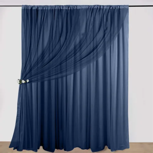 Vista 15 de Efavormart - Telón de fondo de gasa de poliéster de doble capa marfil de 20ftx10ft con bolsillos para barra Efavormart