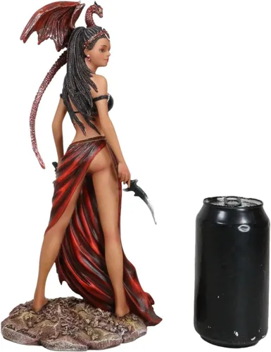 Vista 7 de Ebros Gift Fantasía Tribal Guerrero Ébano Princesa Meike El Dragón Bruja Susurrador Sosteniendo Hojas Falcata Figura Coleccionable 12" H Nene Thomas