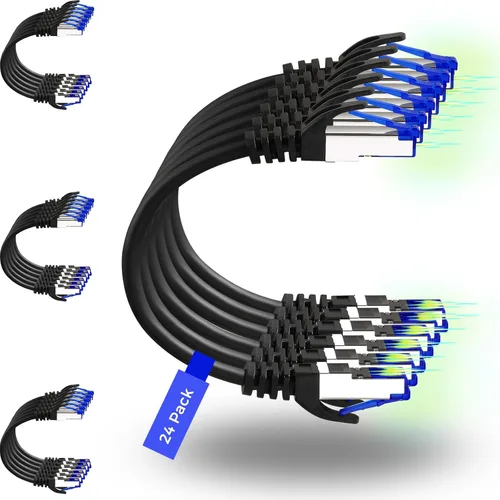 Vista 7 de Rapink Patch Cables Cat8 de 0.5 pies (paquete de 10) delgado, cable de conexión Ethernet Cat 8 soporte 40G, cable de red Cat 8 sin enganches