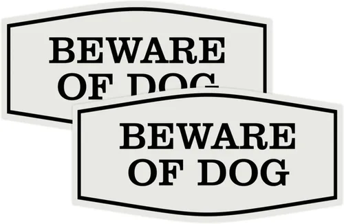 Vista 9 de All Quality Fancy Beware of Dog Letrero Material duradero Señales de seguridad para el hogar Fácil de instalar (negro/oro), mediano, 1 paquete
