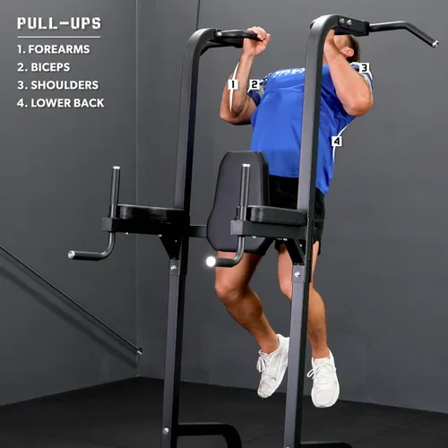 Vista 6 de Valor Fitness Power Tower Pull Up Bar & Dip Station for Home Gym Strength