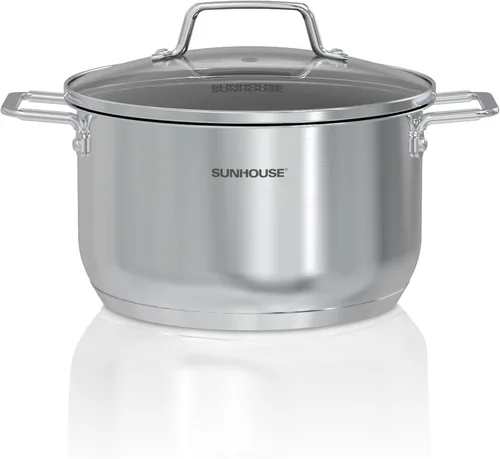 Vista 11 de SUNHOUSE - Olla de acero inoxidable de tres capas de 3.4 cuartos de galón, olla de cocina de pasta con tapa visible para sopa, verduras, utensilios